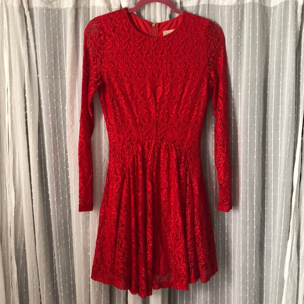 Red Lace Altar’d State Long Sleeve Dress